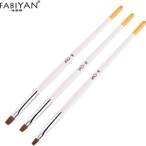 3Pcs/Set Acrylic Builder Extension Carving Nail Art Tips Design Painting Drawing Flat Pen Brush Polish Gel UV DIY Manicure Tools