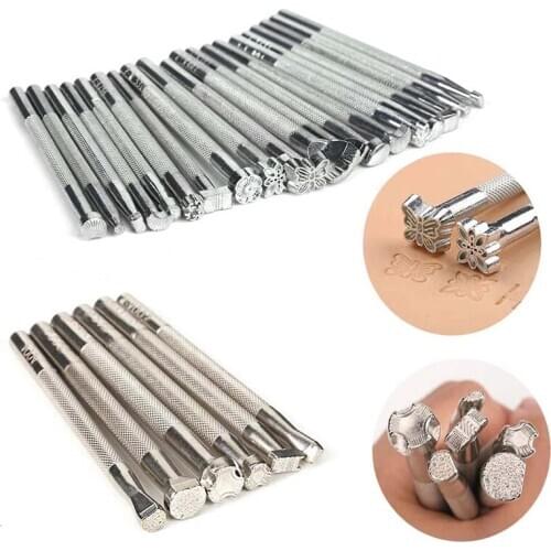 LMDZ 26 Pcs Different Shape Leather Stamping Tools Set Saddle Making Tools Carving Punch Tools for Leather Craft