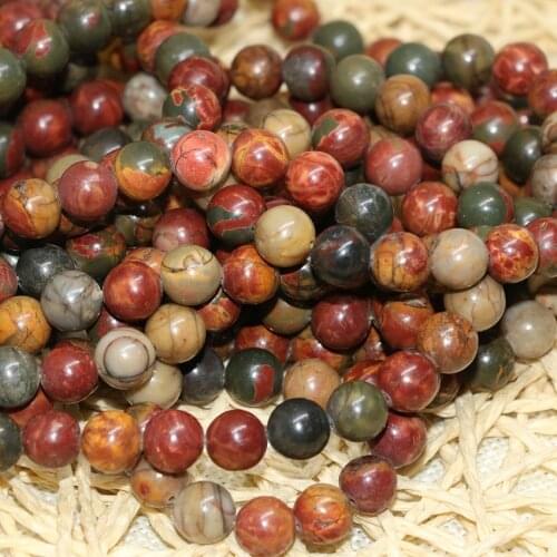 Natural stone picasso 4mm 6mm 8mm 10mm 12mm 14mm round loose beads for jewelry making diy necklace bracelet 15inch B373