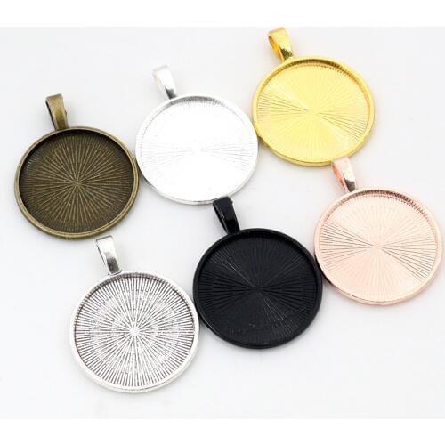 New Fashion 10pcs 25mm Inner Size 7 Colors Plated Classic Pattern Simple Style Cabochon Base Setting Charms Pendant