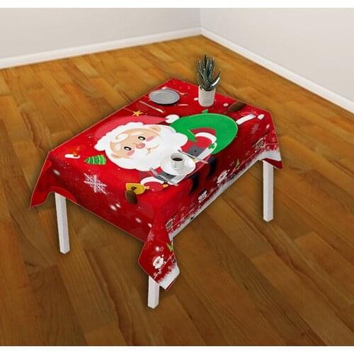 2021 New Hot Fashion Santa Claus Tablecloth / Chair Cover Waterproof Rectangle Dust-Proof Christmas Decoration