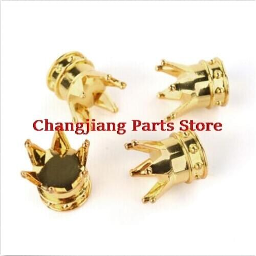 New 4PCS Gold Crown Shaped Tyre Wheel Stem Air Valve Caps Car Tire Valve Caps Auto Truck Motocycle Bike MTB Dust Dustproof Caps