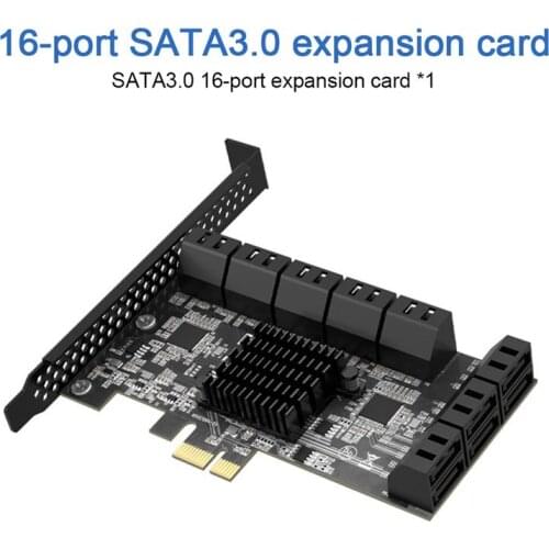 PCIE SATA Expansion Card PCIE 1X to 16-Port SATA3.0 6Gbps Multi-Port Hard Disk Adapter Riser Card for PC