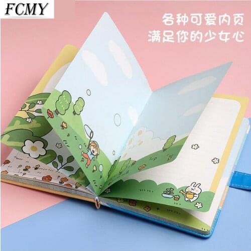 Portable Small Cute Notebook Kawaii Note Books for Mini School Stationery Supply Handbook DIY Painting Recording Magnetic Buckle