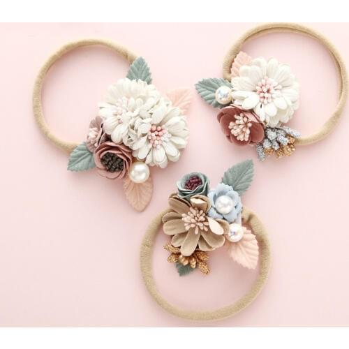 Warmom Baby Girls Fashion Cute Headband Hair Accessories Newborn Infant Princess Flowers Floral Hair Band Kids Elastic Headwrap