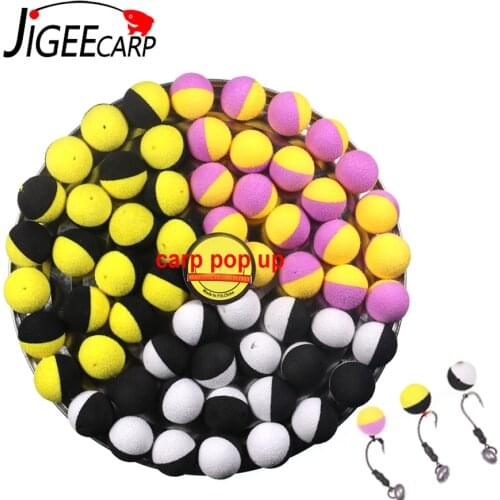 JIGEECARP 50/100PCS Carp Fishing Pop Up Boilies Baits Foam Ball Carp Lures Hair Rig Ronnie Rig Method Fishing Lures