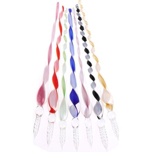 1pc Handmade Glass Lampwork Pen With 3D Flower Inside Crystal Penholder Plunging Calligraphy Pen Filling Ink Fountain Pens