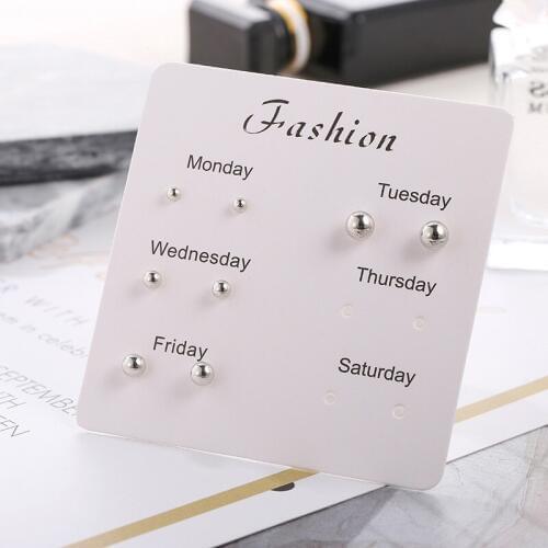 4 Pairs/set 3mm 4mm 5mm 6mm Fashion Classic Simple Round Metal Bead Small Stud Earrings Set For Women Girls Kids Jewelry Gifts