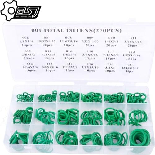 Suleve Air Conditioning Rubber Washer Assortment for R22 R134a Green/Purple Standard Parts 270pc Seal O-ring Gaskets Sets