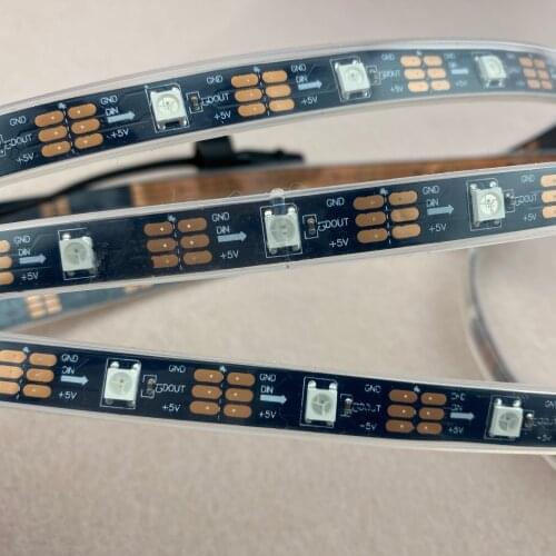 5m DC12V WS2811 (10pixes/m) 30LEDs/m led digital strip;waterproof in silicon tube;IP66;BALCK PCB;with 3 core waterproof pigtail