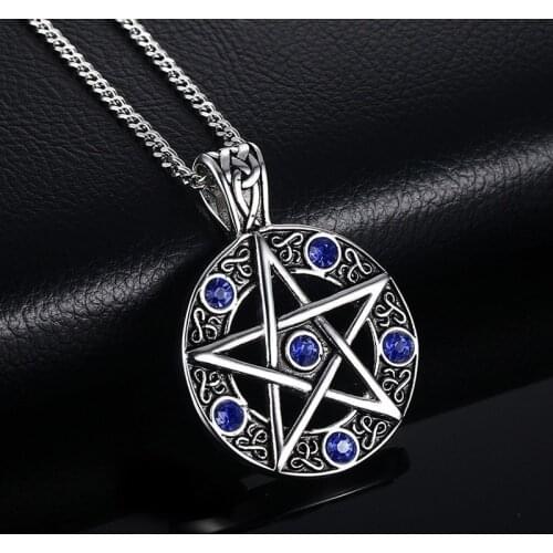 Vintage Mysterious Five Pointed Star Pendant Necklace for Men and Women High Quality Metal Party Jewelry