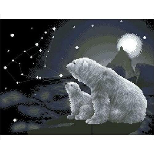 Embroidery Package Hot Sell Best Quality Cross Stitch Kits Polar Bear Under Sky Animal Free Shipping
