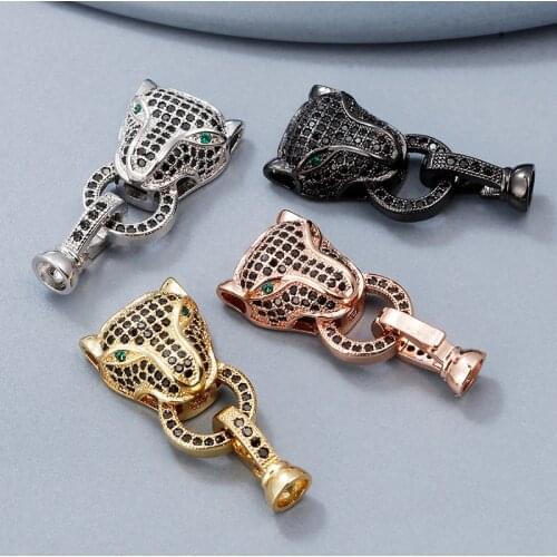 MINHIN Punk Leopard Head Lock Clasps Accessories Supplies Fastener Closure Clasp for Natural Stone Pearls DIY Needlework Jewelry