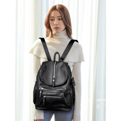 Ladies Bagpack School Bags for Girls Women High Quality Leather Backpacks Vintage Female Shoulder Bag Travel