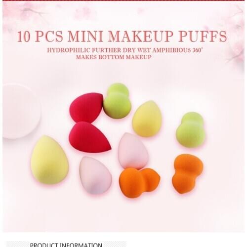 10pcs Mini Powder Puff Wet Dry Beauty Egg Without Powder Cushion Cute Makeup Tools Colorful Portable Drop Shape Gourd Sponge