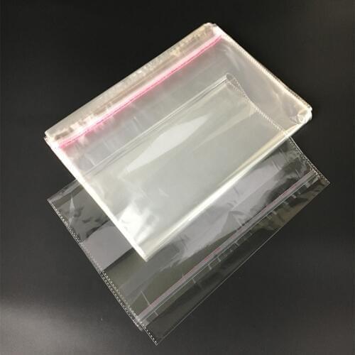 100 PCS Full Size Large Self-adhesive OPP Bag Home Storage Plastic Bags Clothing And Magazines Moisture Proof Dust Packaging