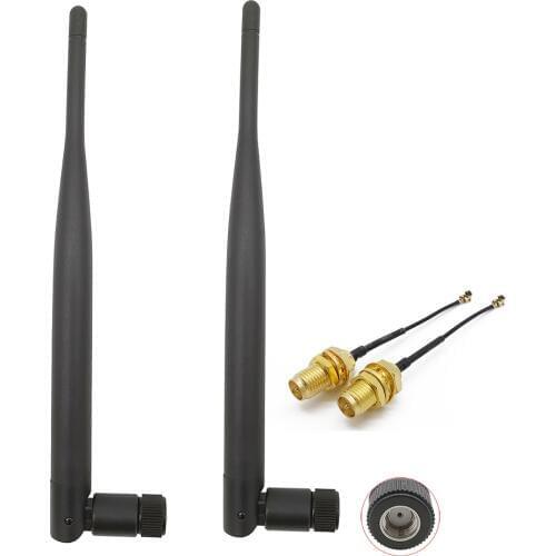 ALLISHOP 2Set RP-SMA Male 868 MHz 5dBi Wireless Antenna RP SMA Male Radio Receivers Antenna+15cm RP SMA Female to IPX 1.13 Cable