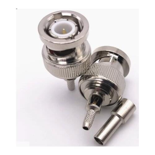 2pcs Q9 BNC Male Plug Window Straight Crimp for RG174 RG316 RG179 Cable RF Coaxial Adapter Connector