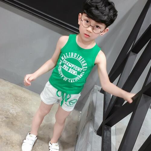 2017 Baby Boy Girl Casual Summer Clothing Set Vest Shirts+ Shorts, Kids Boys Leisure Tracksuits 616