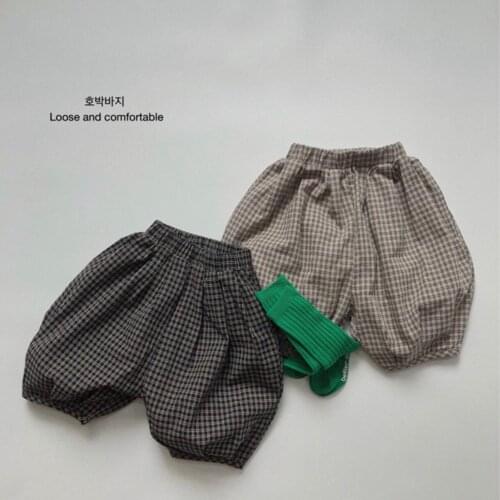 2021 new girls boys plaid pants cotton linen summer cool kids pp pants
