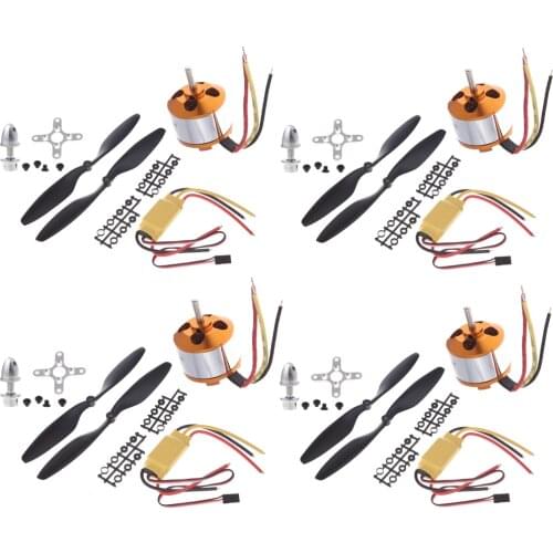 4set/lot A2208 1100KV/1400KV/2600KV Brushless Outrunner Motor+30A Brushless ESC+1045 Propeller For RC Quadrocopter F450 Drone