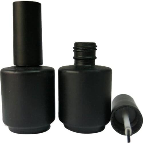 15ml black glass nail polish bottle with brush cap