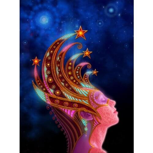 5D DIY Poured Glue Diamond Painting Kits Scalloped Edge Womans profile Wall Home Decoration Soft Canvas Unique Handcraft Gift