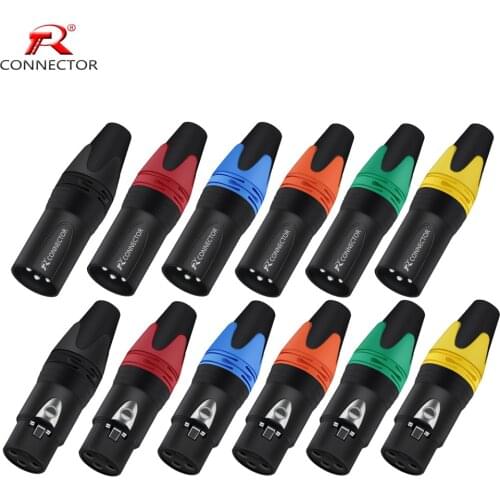 8pcs/4sets NC3MXX&NC3FXX XLR Connector, 3pin, XLR Microphone MIC Male Plug&Female Jack Adapter, 7colors available