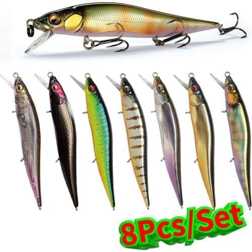 8Pcs/Set 98mm 10g Minnow fishing lures japan fishing tackle swim fish crankbait bass tuna pike Lure pesca whopper plopper lot