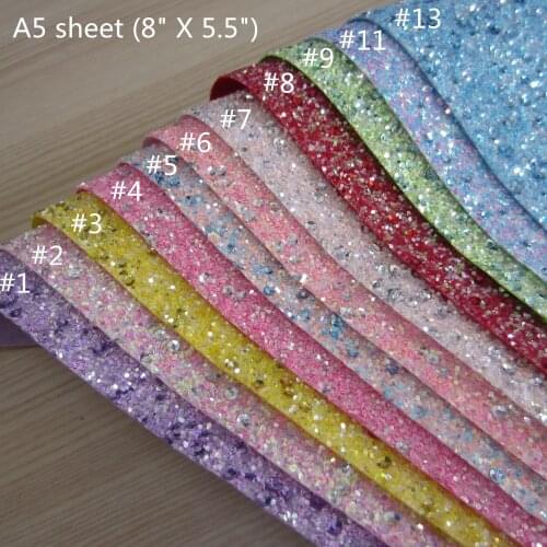 A5 sheet 8"x5.5"(15cmX21cm) chunky glitter leather faux leather match backing for bows craft Sewing DIY material 1pieces F0468