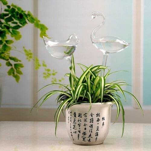 Plant Automatic Self Watering Device Glass Cute Swan Shape Plant Watering Device Sprinkler Garden Flower Self Watering Container