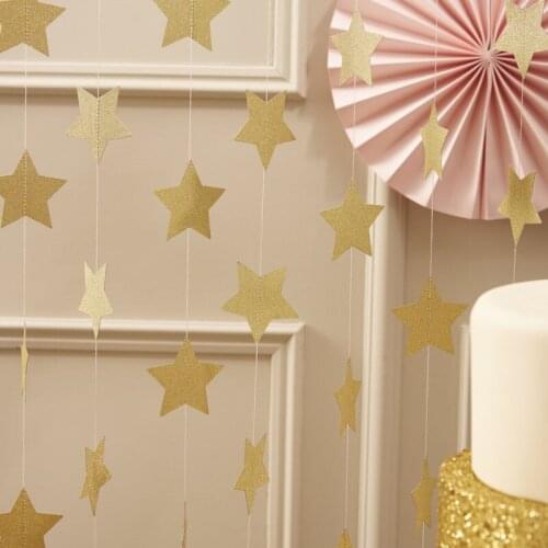 Free Shipping 10PCS x 4.0M PASTEL PERFECTION - GOLD STAR GARLAND JS-675