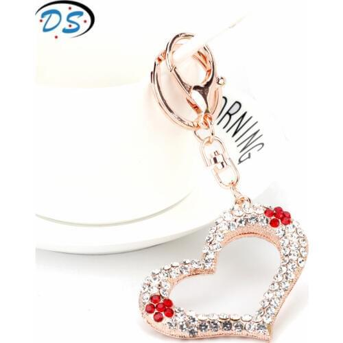 Bling Rhinestones Heart Keychain Fashion Accessories Keyrings Handbags Car Key Buckle Girls Key Chain Jewelry llavero