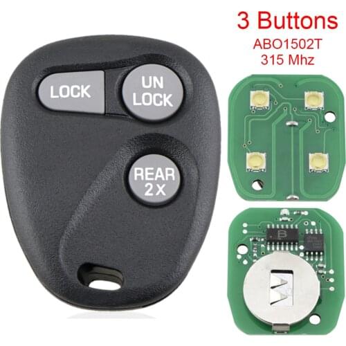 315Mhz 3 Buttons Remote Keyless Entry Car Key Fob FCC ABO1502T Auto Car Key Replacement Fit for Chevrolet Tahoe