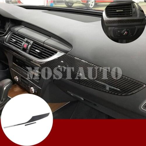 For Audi A7 S7 Carbon Fiber Center Console Molding Trim Cover 2012-2018 2pcs Car Accessories Interior Car Decor Car Trim