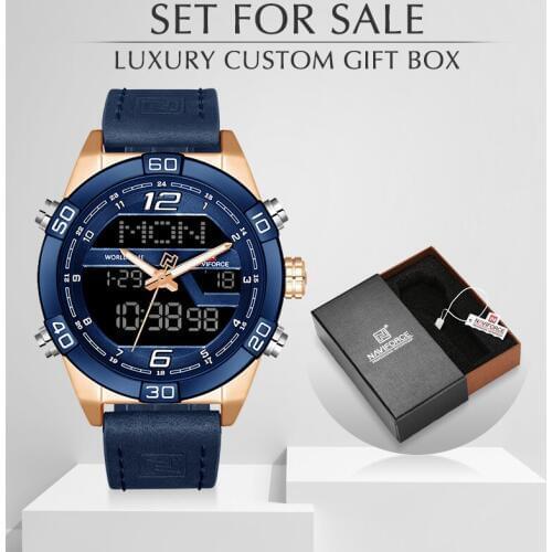 NAVIFORCE Luxury Brand Men Fashion Quartz Watches With Box Set For Sale Waterproof Mens Watches Leather Military Wristwatch