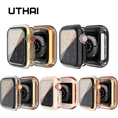 UTHAI Cover Case For Apple Watch iwatch 4/5 40MM 44MM Shatter-resistant plated protective case Apple watch 4/5 screen protector