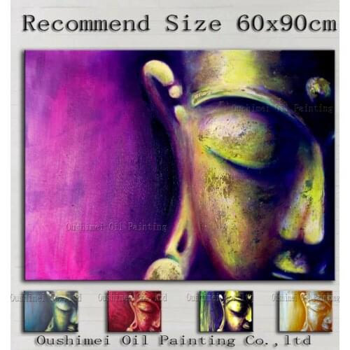Pure Hand Painted Modern Buddhas Half Face Oil Painting 5 kind Color Religious Canvas Painting For Home or Temple Decor Art
