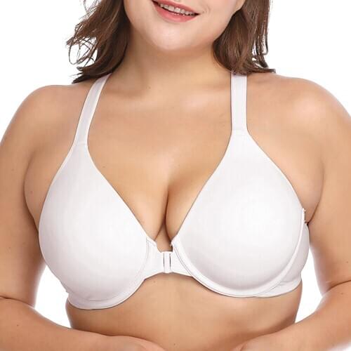 Pure White Big Size Bras For Women Everyday Deep V Plunge Unlined Womens Plus Size Underwire Sexy Bra Lingerie