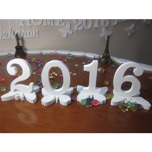 Home decoration 3D wall Sticker 10cm Artificial wood letters White butterfly crown diamond love heart Imitation Wooden Crafts