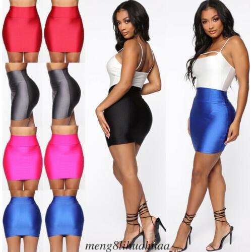 HIRIGIN Women Sexy Lady Mini Skirt Club Pop Slim Seamless Stretch Tight Short Fitted Candy High Waist Pencil Skirts