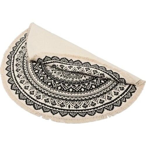 Hot Fashion-Morocco Round Carpet Bedroom Style Tassel Cotton Rug Hand Woven National Classic Tapestry Sofa Floor