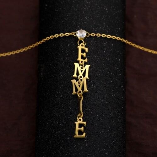 Custom Initial Name Necklace Firstname Personalized Inlay Zircon Name Necklace for WomenGold Filled Stainless Steel No Fade