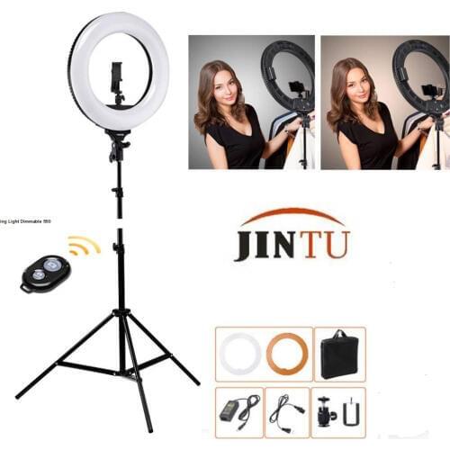 JINTU 18" LED Video Ring Light with Mirror + Bluetooth Remote +Tripod for DSLR & iPhone & Android Smartphone Makeup Youtube