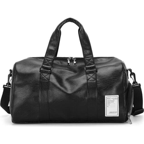 Unisex Leather Luggage Bag With Shoes Travel Clothes Storage Bags Zipper Sport Weekend Bag Training Fitness Duffle Bag Shoulder