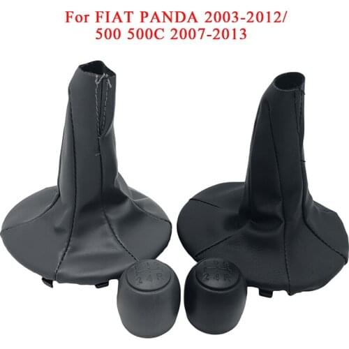 5 Speed Leather Car Gear Shift Knob Gaiter Boot Cover Case Collar For Fiat 500 500C 2007-2013 / Panda 2003-2012 Car Accessories