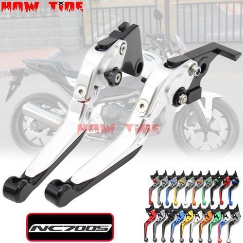Laser Engraved Logo Blue&Titanium CNC Folding Extendable Motorcycle Brake Clutch Levers For Honda NC700 S NC700S 2012-2013