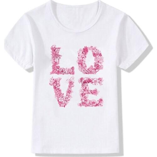Summer Cute Children Boys Girls Clothes Love Print Short Sleeve T-shirt 1-12 Years Kids Clothes