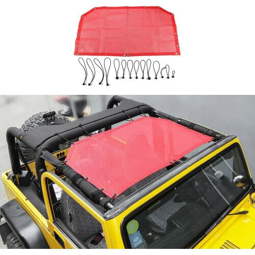 Summer Mesh Sun Shade Top Cover UV Protection Red For Jeep Wrangler TJ 1997-2006