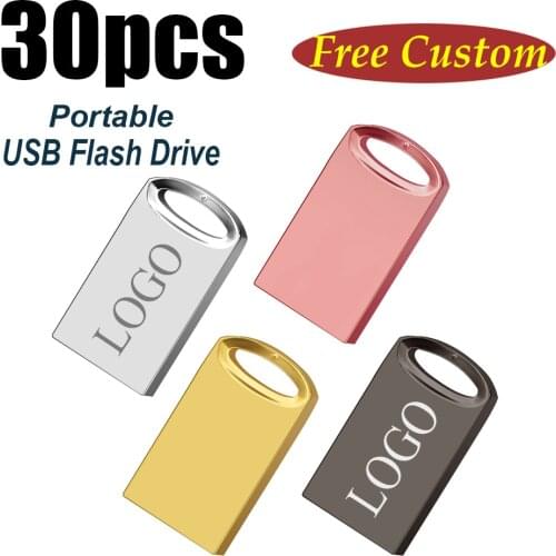 Customized LOGO mini usb flash drive 1gb 2gb 4gb 8gb 16gb 32gb 64gb 128gb 30PCS metal usb 2.0 3.0 flash disk